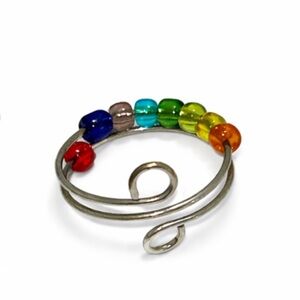 Multicolor Beaded Spiral Ring